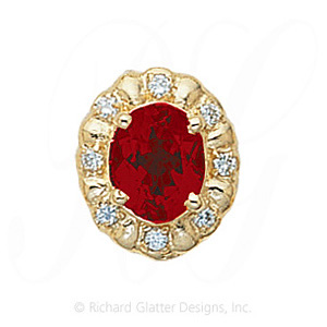 GS079 G/D - 14 Karat Gold Slide with Garnet center and Diamond accents 